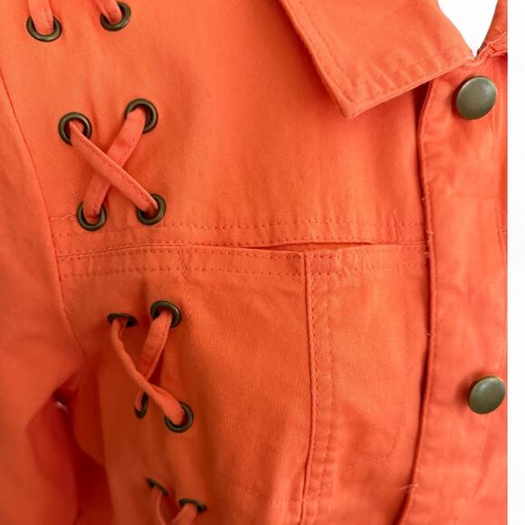 AMI Jacket Women’s Braided Size Large Orange Button Down Casual Coat - Picture 4 of 5